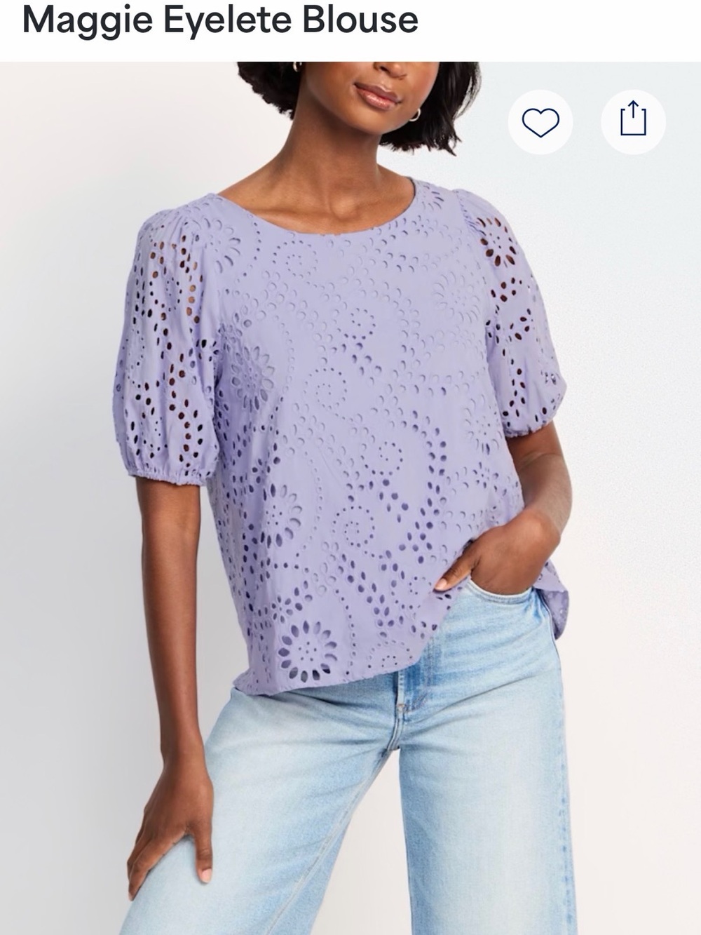 Darling Lavender Cotton Embroidered Eyelet Blouse sz XL